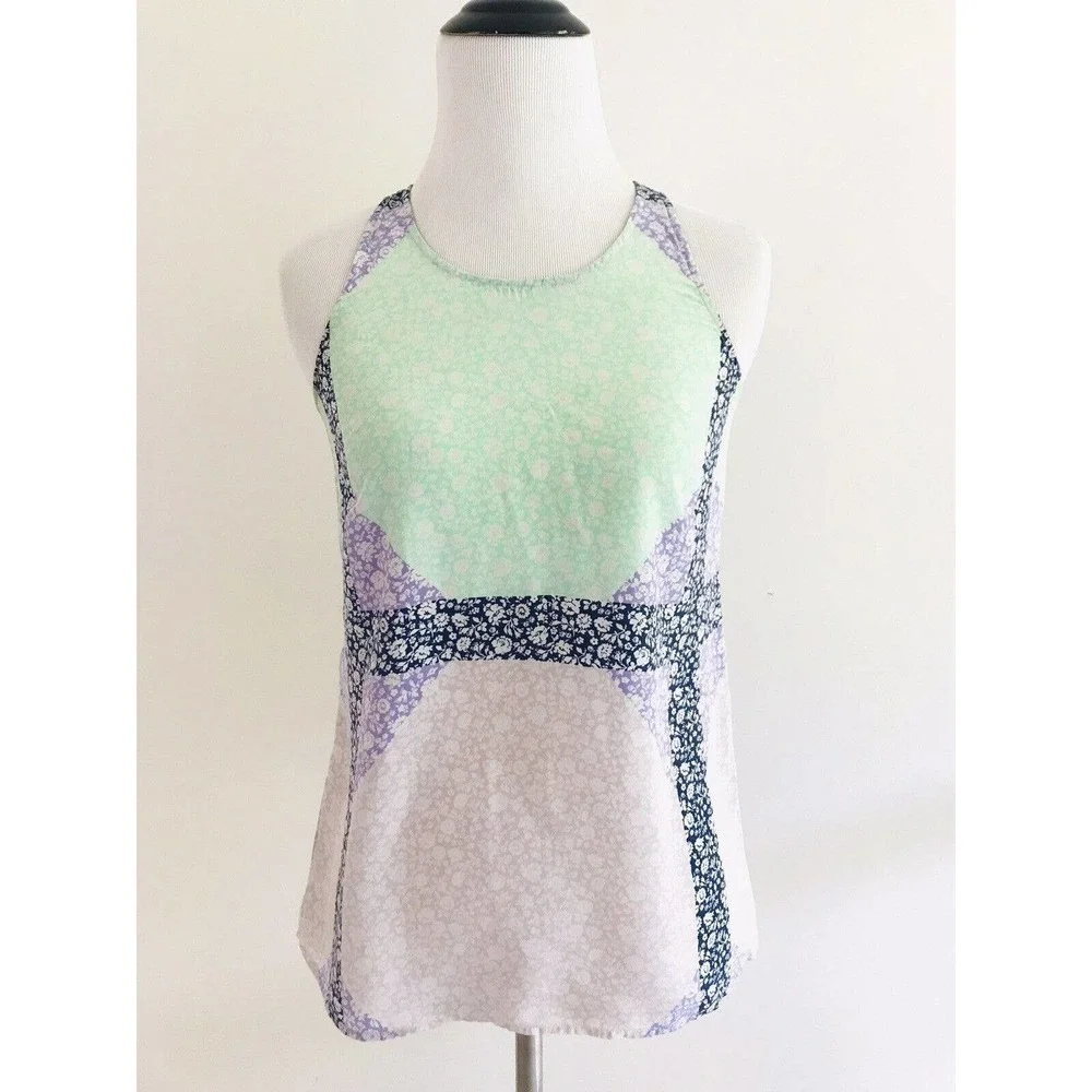 J Crew | Widowpane Silk Halter Top Womens Size 00 Purple Floral Sleeveless